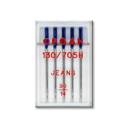 Голки швейні для джинсу ORGAN JEANS №90 пластиковий бокс 5 штук для побутових швейних машин (7049)