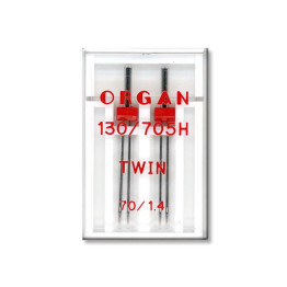 Голки швейні подвійні універсальні ORGAN TWIN №70/1,4 пластиковий бокс для побутових швейних машин (7051)