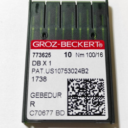 Иглы с тонкой колбой для промышленных швейных машин Groz-Beckert DBx1, R, №100/16 GEBEDUR (7151)