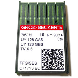 Иглы GROZ-BECKERT UY 128 GAS для промышленных распошивальных машин 90/14 FFG/SES (7156)