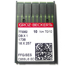 Голки з тонкою колбою для промислових швейних машин Groz-Beckert DBx1, FFG/SES, №70/10 (7201)