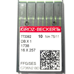Голки з тонкою колбою для промислових швейних машин Groz-Beckert DBx1, FFG/SES, №75/11 (7202)